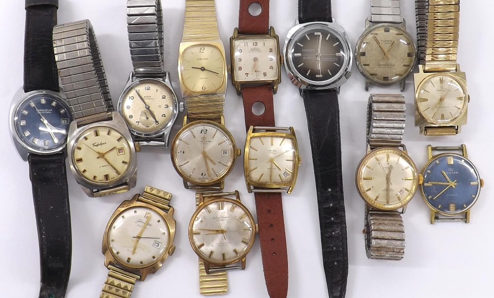 Collection of fifteen various gentlemen's wristwatches to include Favre-Leuba, Orion, Citizen Homer,