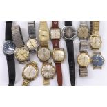 Collection of fifteen various gentlemen's wristwatches to include Favre-Leuba, Orion, Citizen Homer,