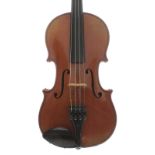 French Mirecourt three-quarter size violin labelled Francicus Gobetti..., 13 3/16", 33.50cm