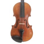 Welsh violin by and labelled J.T. Wooding, 22 Grover Street, Swansea, 35.70cm
