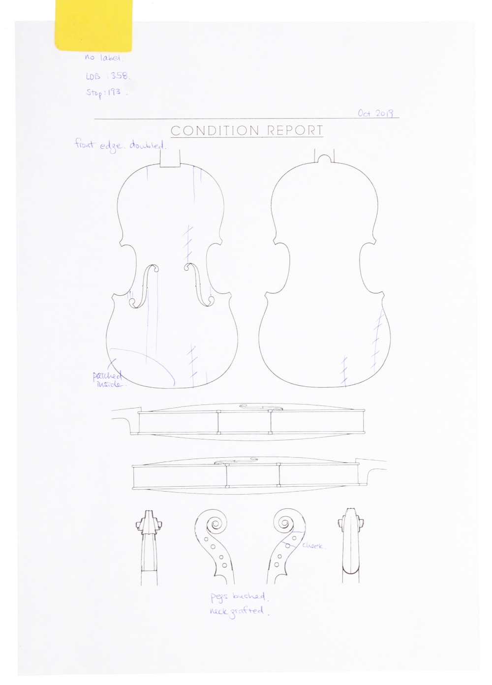 Interesting 18th century violin, unlabelled, the two piece back of faint medium curl with similar - Image 4 of 4