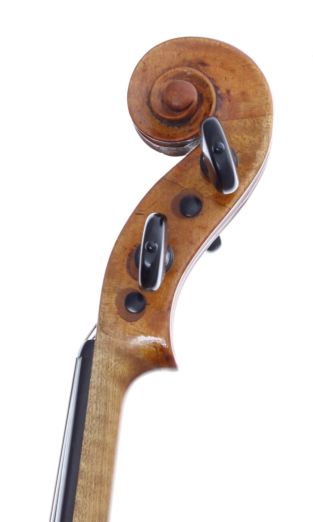 Interesting 18th century violin, unlabelled, the two piece back of faint medium curl with similar - Image 3 of 4