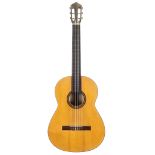 1960s Conde Hermanos Flamenco guitar, made in Madrid, Spain; Back and sides: cypress, minor