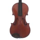 Violin labelled Leon Mougenot, Mirecourt, no. 377, annee 1923, 14 1/8", 35.90cm