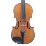 French violin branded Bourlier á Mirecourt to the inner back, 14 1/4", 36.20cm *This violin is