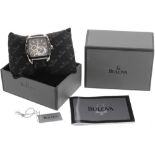 Bulova automatic stainless steel gentleman's wristwatch, ref. C969969, black leather strap,