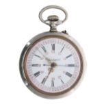 Continental Goliath centre second lever nickel cased pocket watch, the three quarter plate gilt