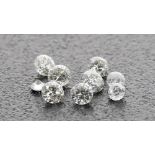 Nine assorted diamonds, round brilliant-cut, each from 0.05ct to 0.10ct, clarity SI/1,colour H/L (