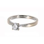 18ct white gold diamond solitaire ring, round brilliant-cut, 0.44ct approx, clarity SI2/I1, colour