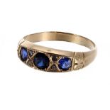 18ct sapphire and diamond ring, Birmingham 1910, 3gm, band width 7mm, ring size T-