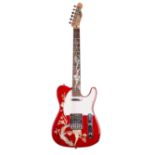 Smash by Swing Tele style electric guitar; Finish: red with abalone and pearl inlay, various