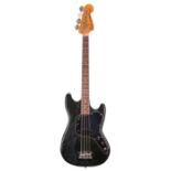 Fender Musicmaster bass guitar, made in USA, circa 1978, ser. no. S8xxx43; Finish: black, lacquer