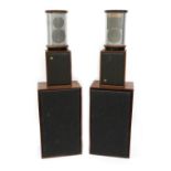 Pair of non-matched Rogers JR149 cylindrical speakers; together with a pair of Wharfdale Denton