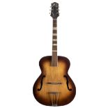 1950s Zenith De Luxe model standard 21 archtop guitar; Finish: tobacco sunburst, heavy lacquer
