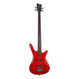 Rockbass by Warwick Corvette bass guitar, made in China; Finish: red; Fretboard: rosewood; Frets: