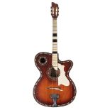 1950s Kremona Bulgare acoustic guitar, made in Bulgaria; Finish: sunburst, heavy lacquer checking,