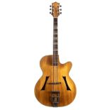 Huttl Opus archtop guitar, made in Germany, circa 1960; Back and sides: multi-band rosewood