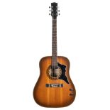 E-Ros Model 606/E electro-acoustic guitar, fibreboard case; together with a Kay K500SD acoustic