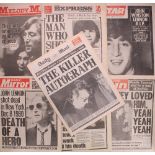 Seven December 1980 newspapers relating to the death of John Lennon including The Daily Mail, The