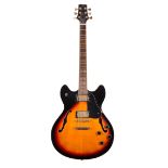 Peavey JFI EX hollow body electric guitar, made in China; Finish: sunburst, minor surface marks to