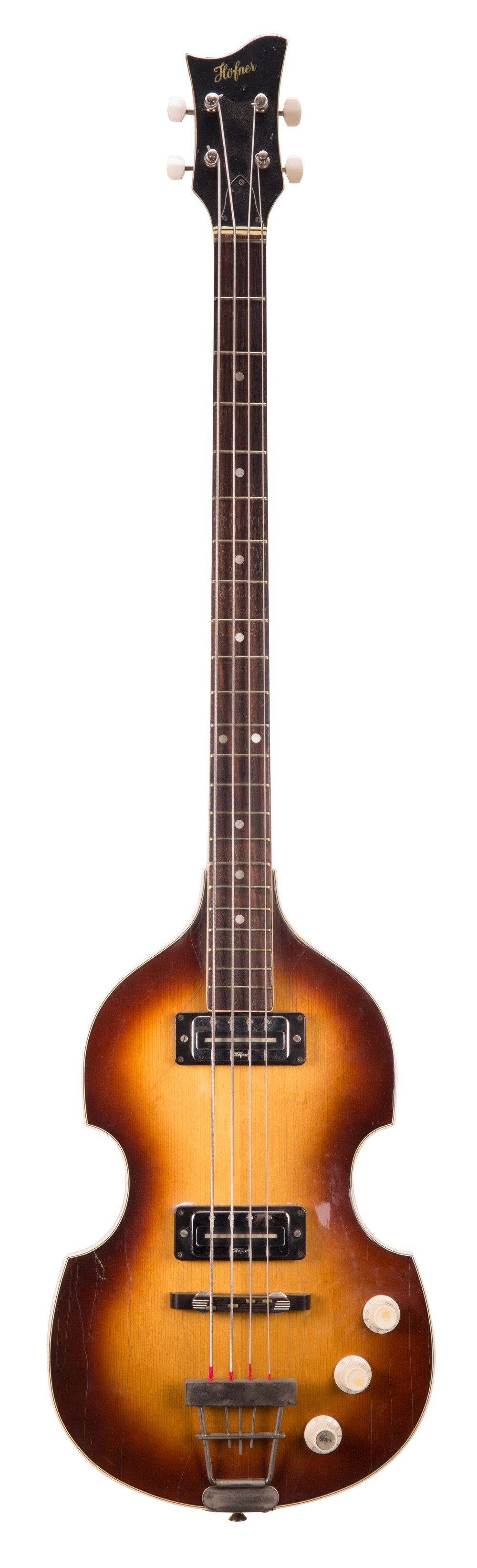 Hofner 500/1 bass guitar, made in Germany; Finish: brunette, heavy lacquer cracking to front,