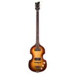 Hofner 500/1 bass guitar, made in Germany; Finish: brunette, heavy lacquer cracking to front,