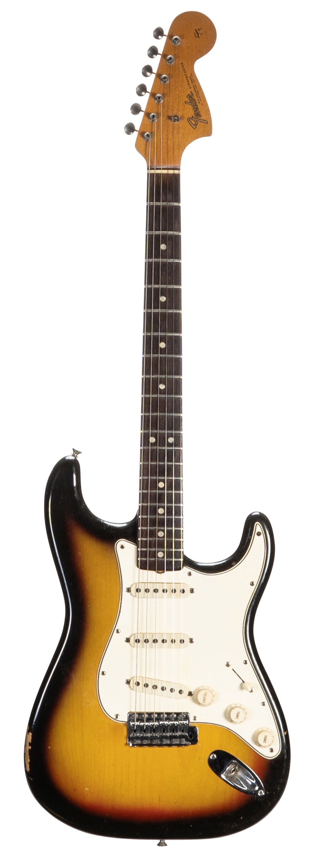 1966 Fender Stratocaster electric guitar, made in USA, ser. no. 1xxxx8; Finish: sunburst, various