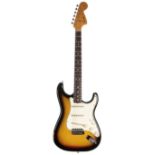 1966 Fender Stratocaster electric guitar, made in USA, ser. no. 1xxxx8; Finish: sunburst, various