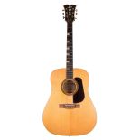 Levin model 174 acoustic guitar, made in Sweden, circa 1973; Back and sides: maple, various