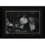 The Beatles - autographed framed black and white photograph of Paul McCartney and Ringo Starr, 15.5"