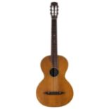 Diaz nylon string guitar; together with a small-bodied nylon string guitar in need of restoration