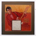 Gene Vincent - autographed framed display signed by Gene Vincent and two other members of the