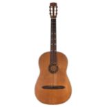 Wilhelm Kessler nylon string guitar; Back and sides: maple with alternating bands to the bowl