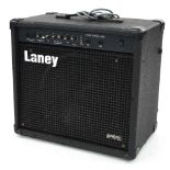 Laney HCM60B Hardcore Max guitar amplifier; together with two PA speakers, one by Ibiza, the other