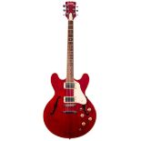 Tanglewood Memphis hollow body electric guitar; Finish: cherry red, minor imperfections including