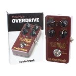 TC Electronic Mojo Mojo overdrive guitar pedal, boxed; together with seven Boss guitar patch cables