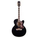 2015 Epiphone EJ-200SCE electro-acoustic guitar, ser. no. 15xxxxxxx68; Finish: black; Fretboard: