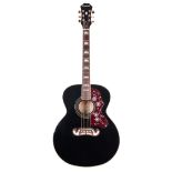 2007 Epiphone EJ-200 acoustic guitar, made in Indonesia, ser. no. SI07xxxx78; Finish: black, minor