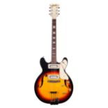 1960s Commodore hollow body electric guitar, made in Japan; Finish: sunburst, minor imperfections;