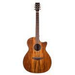 Tanglewood Evolution Exotic TVC koa electro-acoustic guitar; Back, sides and table: koa wood;