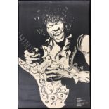 Jimi Hendrix - vintage black and white poster entitled 'Blues/Black', one of a series of