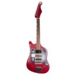 1960s Teisco Orbit 3 electric guitar, made in Japan; Finish: wine red, wear including checking,