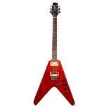 1981 Hamer Vector electric guitar, made in USA, ser. no. 1xxx0; Finish: red, many blemishes and