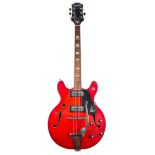 1970s Epiphone EA-250 semi-hollow body electric guitar, made in Japan, ser. no. 2xxxx7; Finish: red,