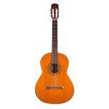 1980 Alhambra 3F Flamenco guitar; Back and sides: sycamore, minor hairline to the side; Table: