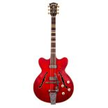 1963 Hofner Verithin hollow body electric guitar, made in Germany, ser. no. 1xx7; Finish: red,
