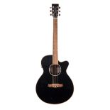 Tanglewood electro-acoustic guitar; Finish: black, some scratches; Fretboard: rosewood; Frets: good;