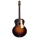 1930s J.G. Abbott Troubadour acoustic guitar, made in England, bearing an Alex Burns Limited