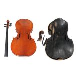 19th century double bass in need of extensive restoration; also a contemporary Primavera