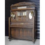 Interesting and rare oak cased barrel piano
